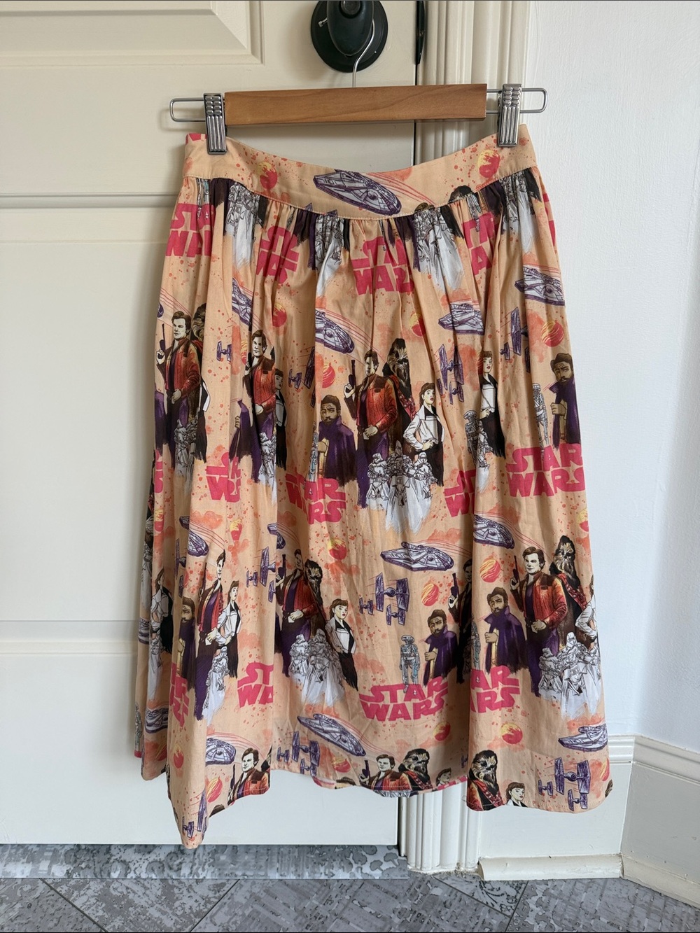 Star Wars Graphic Print Beige Midi Skirt